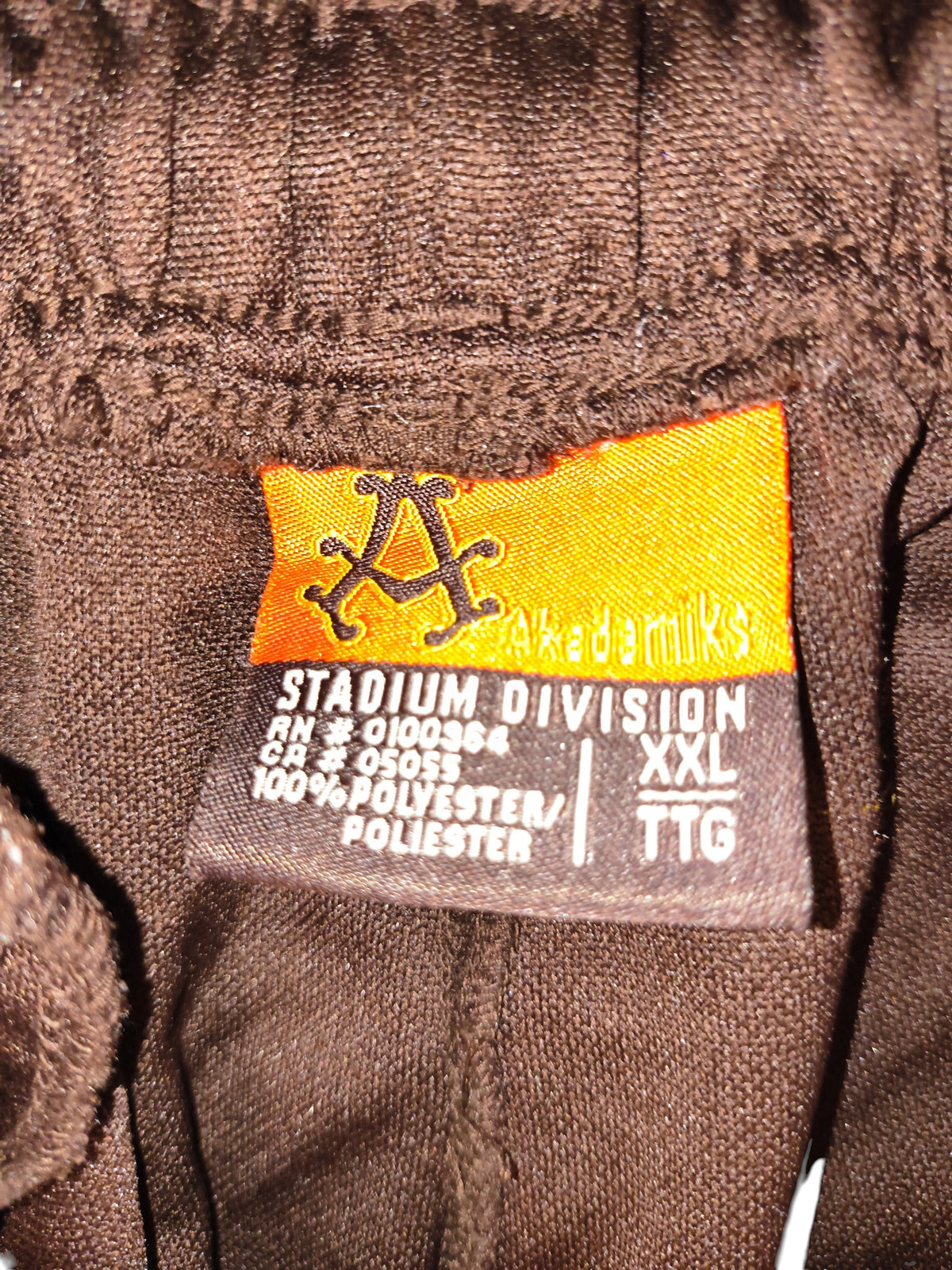 Awsum Thrift vintage Akademiks Stadium Division track pants size XXL label in brown polyester fabric