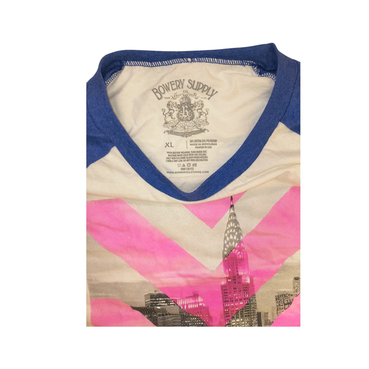Bowery Supply Co Men's XL Empire City Raglan Baseball Tee Graphic Shirt