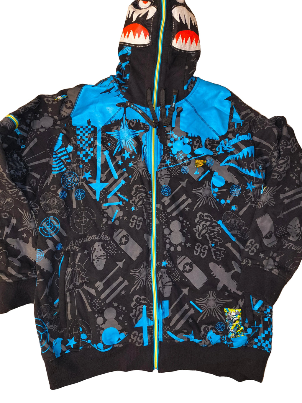 Vintage Y2K Akademiks Jeanius Warfare Shark Full-Zip Hoodie - Men's 3XL (EUC)
