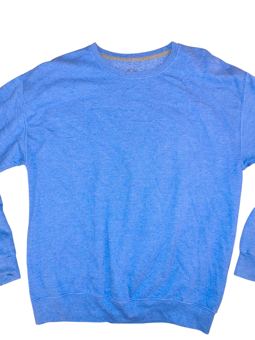 Awsum Thrift Fruit of the Loom blue heather crewneck sweatshirt with ribbed collar and cuffs
