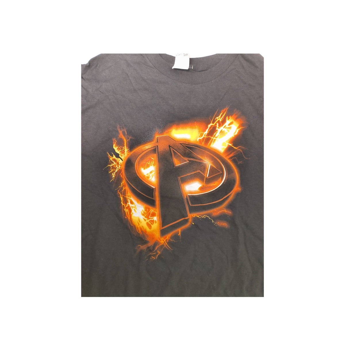 Y2K Marvel Avengers Flaming Electrified Team Logo Graphic Tee - Charcoal Grey / XL