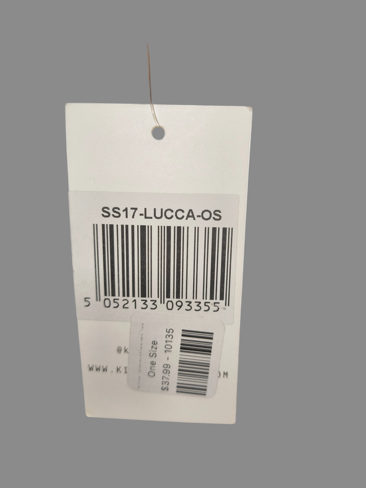 Awsum Thrift King Apparel product tag showing style number SS17-LUCCA-OS and barcode for a snapback hat