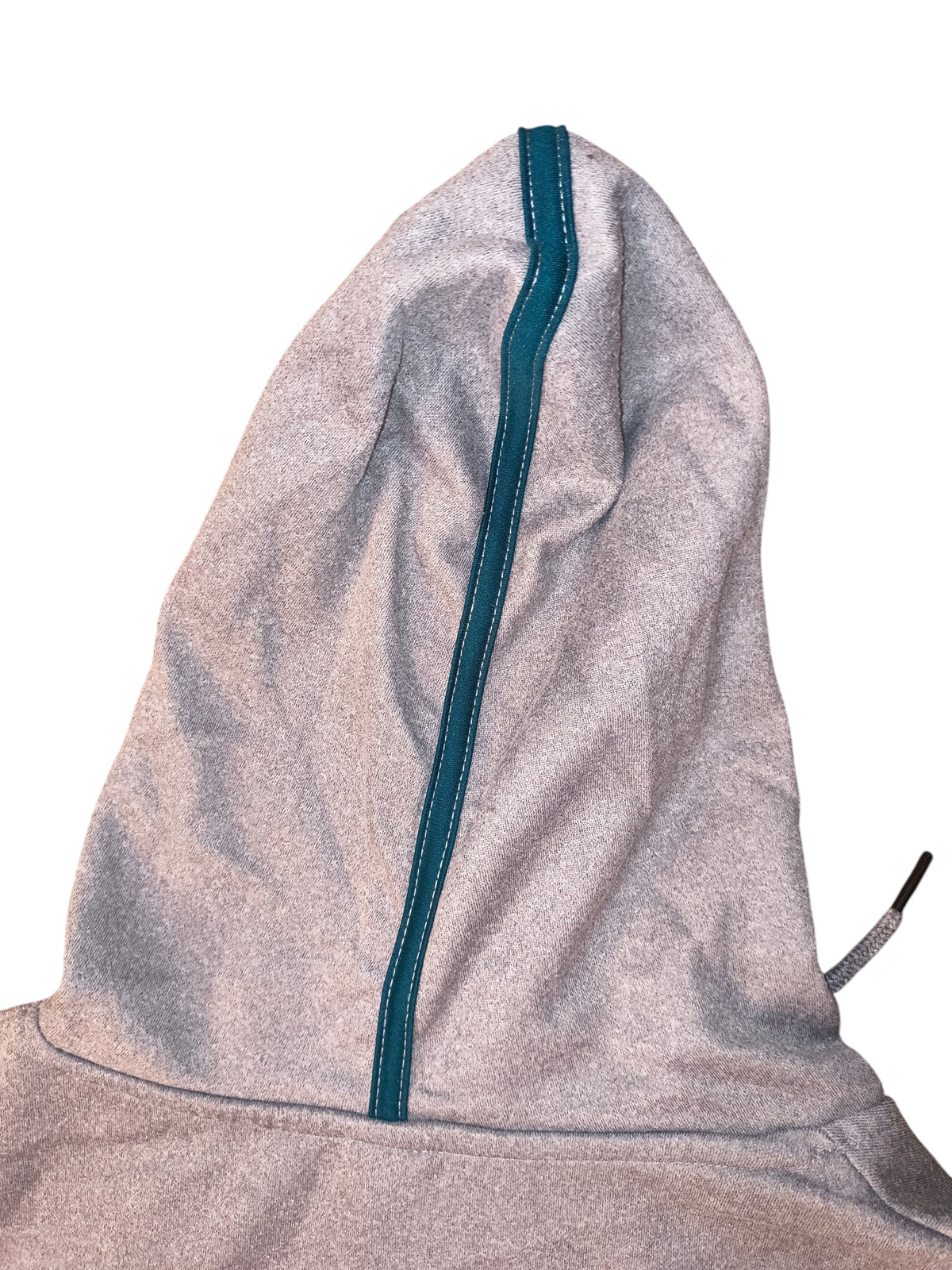 Awsum Thrift Philadelphia Eagles heather gray fleece hoodie hood with a teal center stripe detail