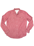 Awsum Thrift Aeropostale red long-sleeve button-up shirt with two chest pockets and a button-down collar.
