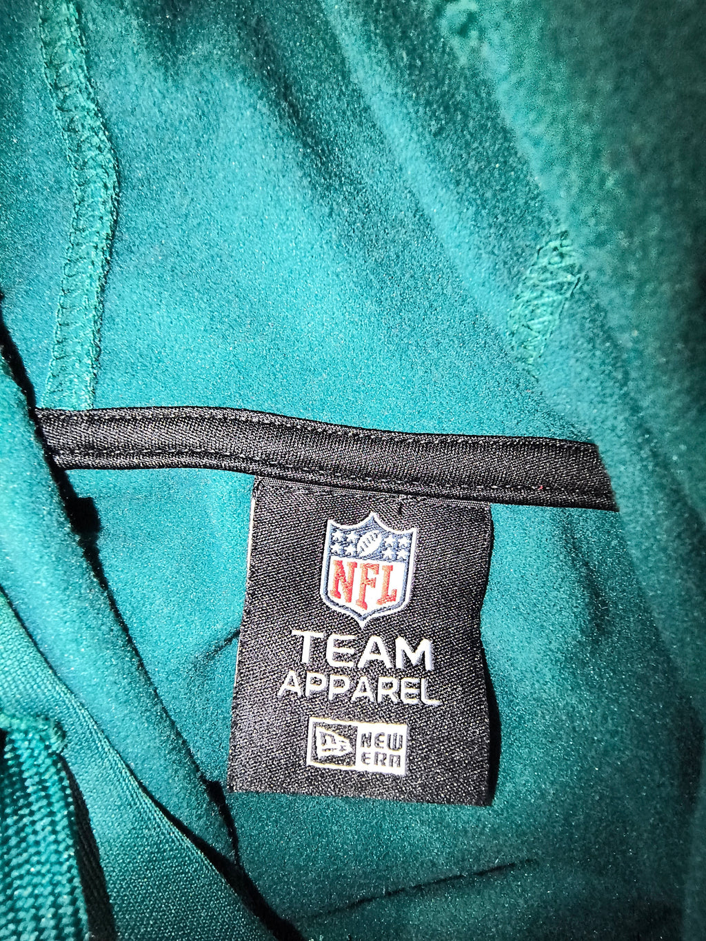 Awsum Thrift NFL Team Apparel x New Era Philadelphia Eagles midnight green tech fleece hoodie interior neck label