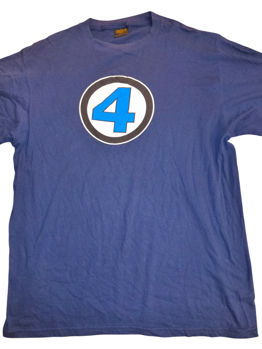 Awsum Thrift vintage 90s navy blue Marvel Fantastic Four graphic t-shirt with classic circle logo and crew neck