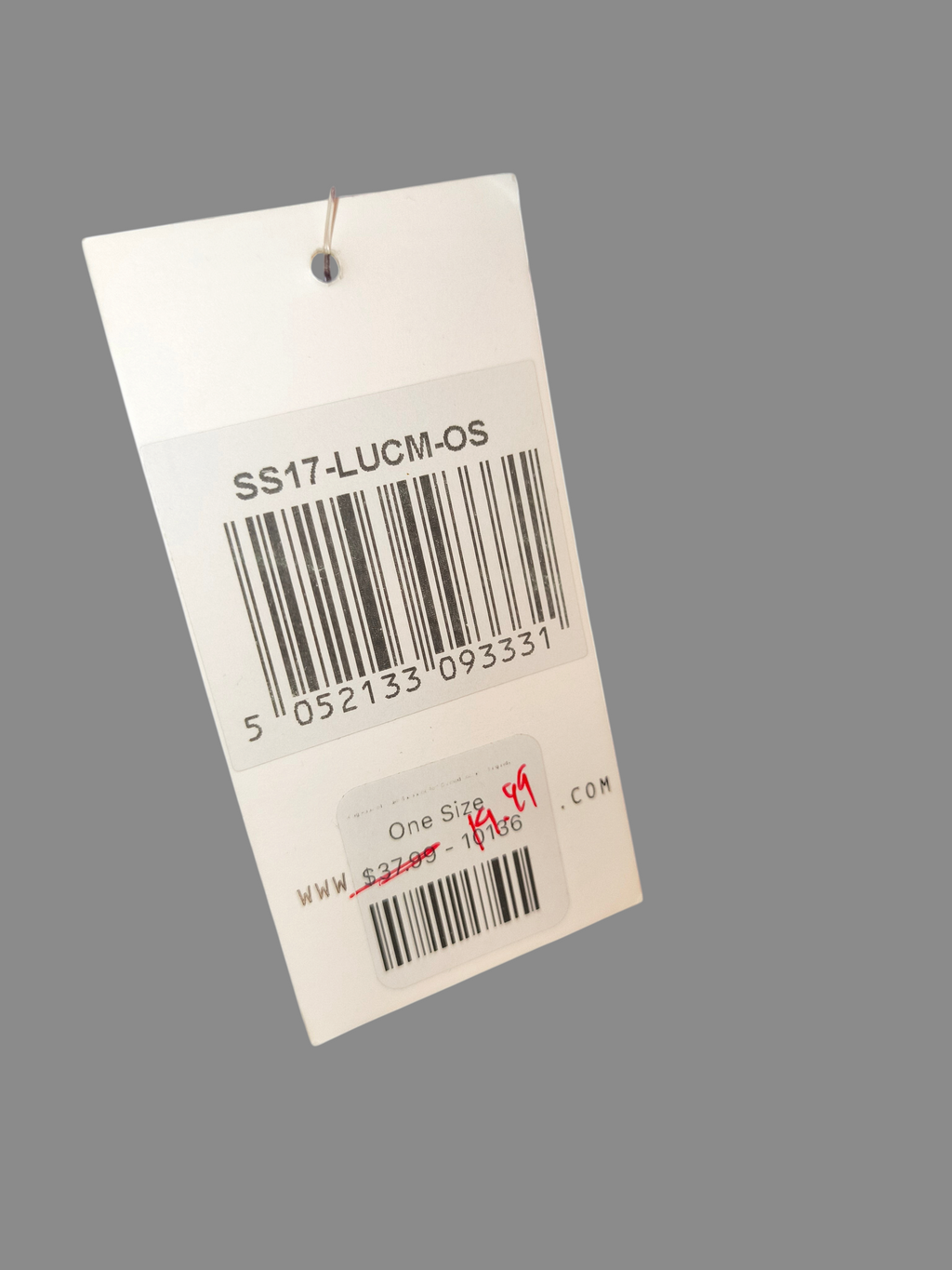 Awsum Thrift King Apparel snapback hat product tag with barcode and size information