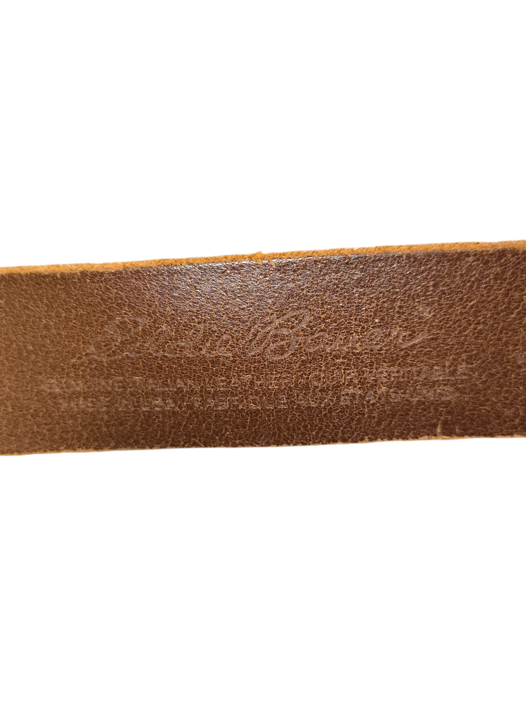 Awsum Thrift vintage Eddie Bauer dark brown Italian leather belt strap with embossed logo detail