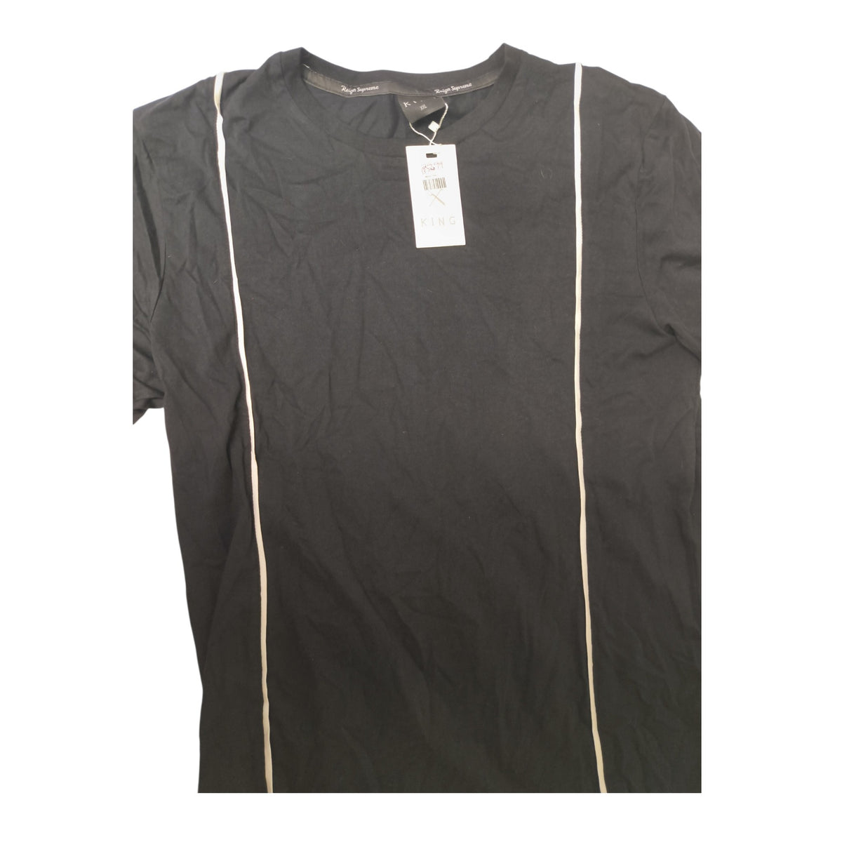 King Apparel Reign Supreme Piped Streetwear Tee - Black / XXL (NWT)