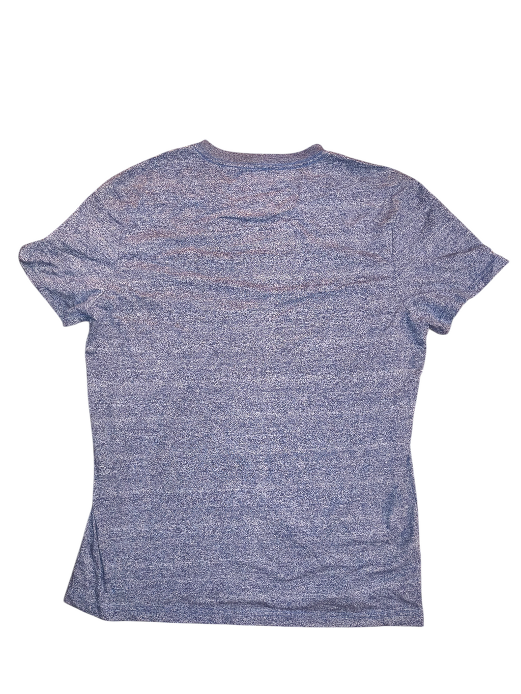 Back view of an Awsum Thrift G-Star Raw navy blue heather cotton-poly blend crew neck t-shirt in size XL.