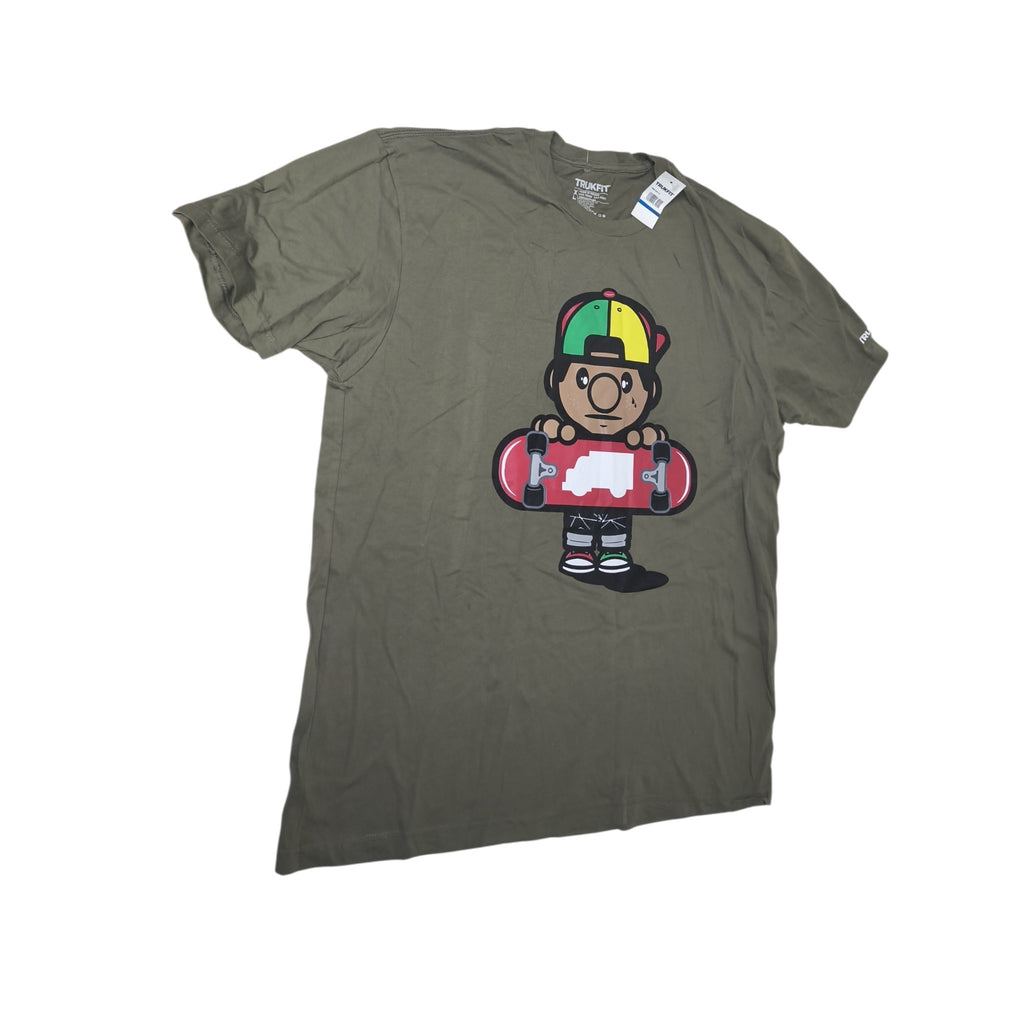 Trukfit Lil Wayne Tommy Skater Character Graphic Tee - Olive Green / XL (NWT)