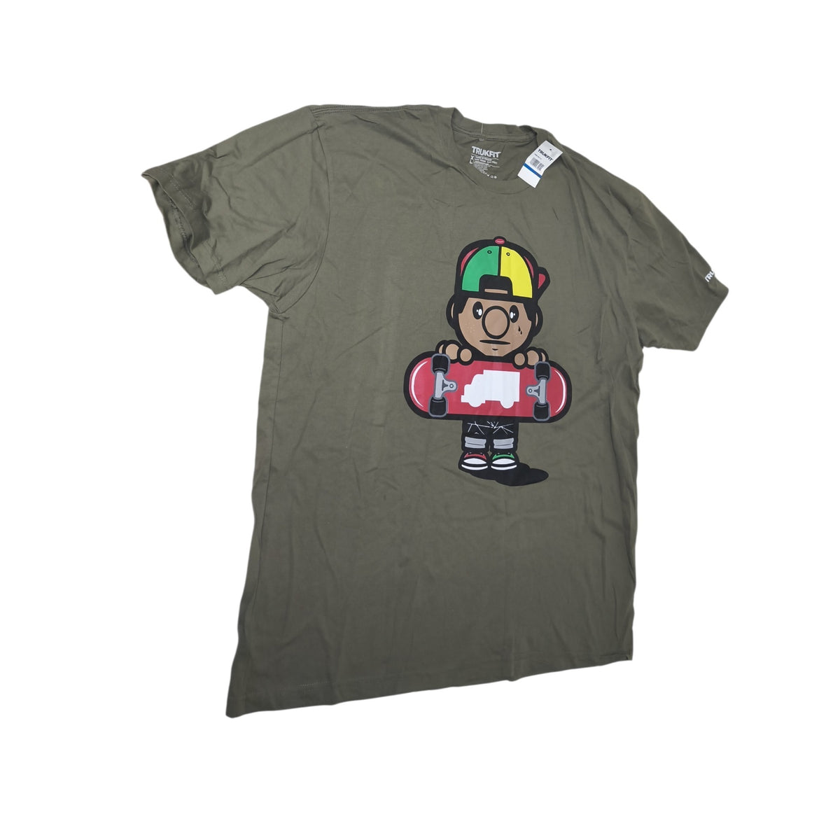 Trukfit Lil Wayne Tommy Skater Character Graphic Tee - Olive Green / XL (NWT)