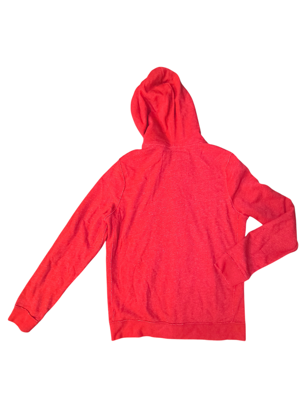 Awsum Thrift vintage Abercrombie & Fitch red heather fleece hoodie, back view of long sleeve pullover sweatshirt