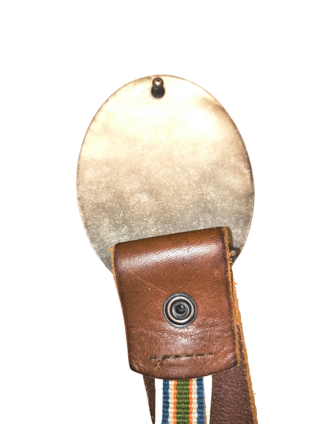 Awsum Thrift vintage Eddie Bauer dark brown Italian leather belt with antiqued silver-tone Buffalo Nickel buckle