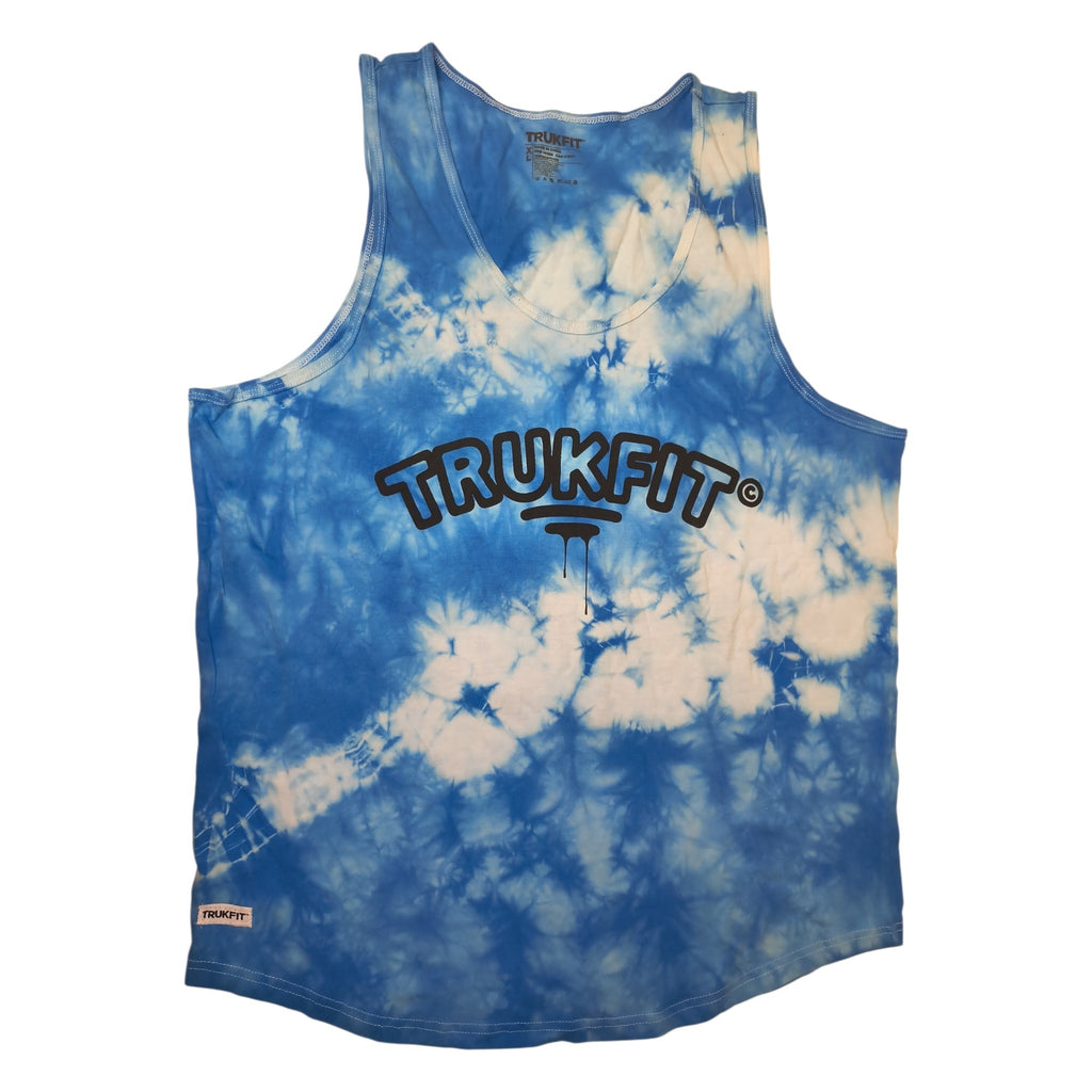 Trukfit Lil Wayne Drip Logo Blue Tie Dye Skater Tank Top - Blue / XL (NWOT)