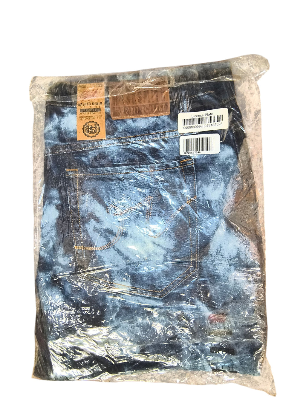 Awsum Thrift Rocksmith NYC men's straight leg jeans in a dark indigo and bleached tie-dye cloud wash, new with tags.