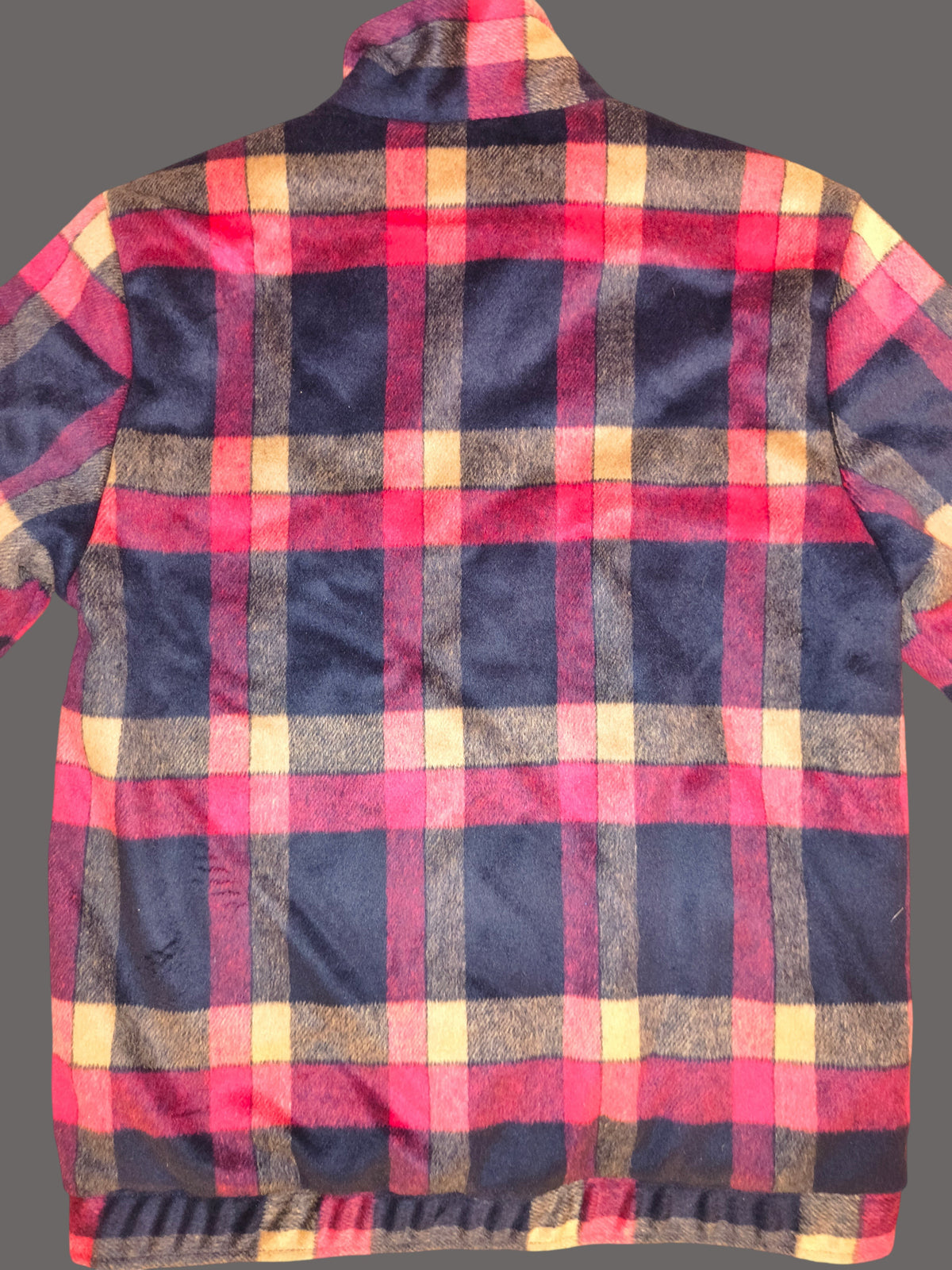 The Hundreds Plaid Sherpa Collar Bomber Jacket - Navy / Red - Men's Large (VGUC)