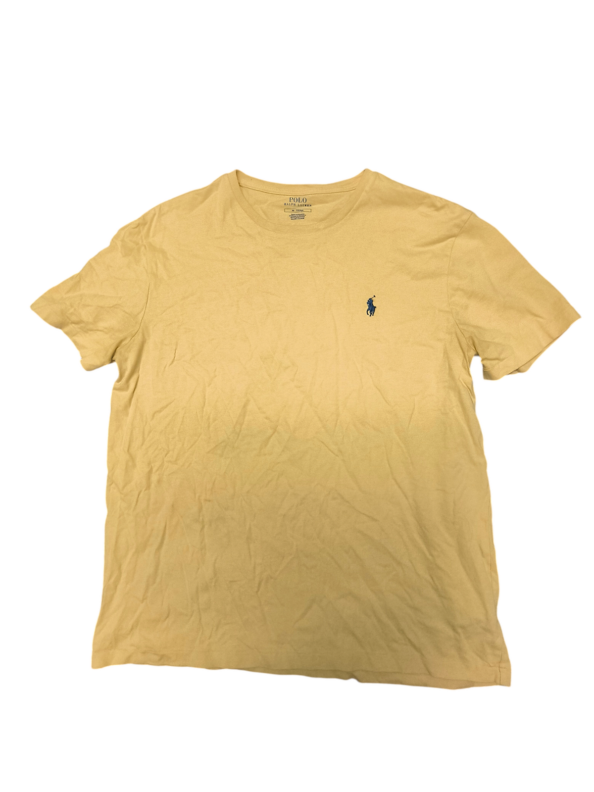 Awsum Thrift yellow Polo Ralph Lauren crew neck t-shirt with signature navy blue pony logo embroidery