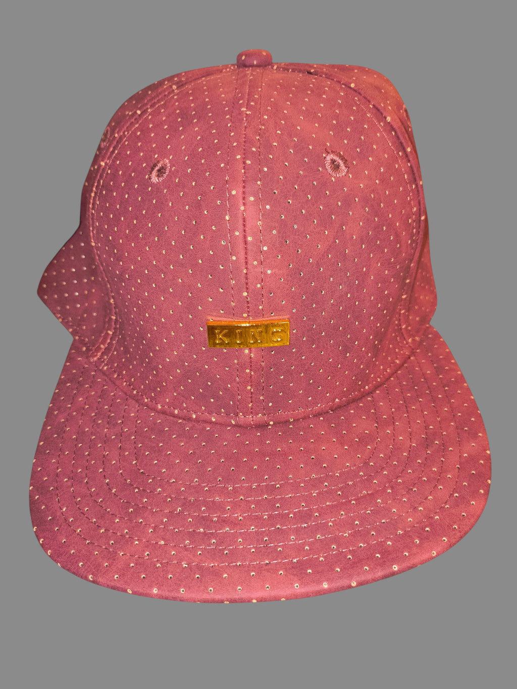 King Apparel Reign Supreme Perforated Snapback Hat - Maroon / Gold Plate (NWT)