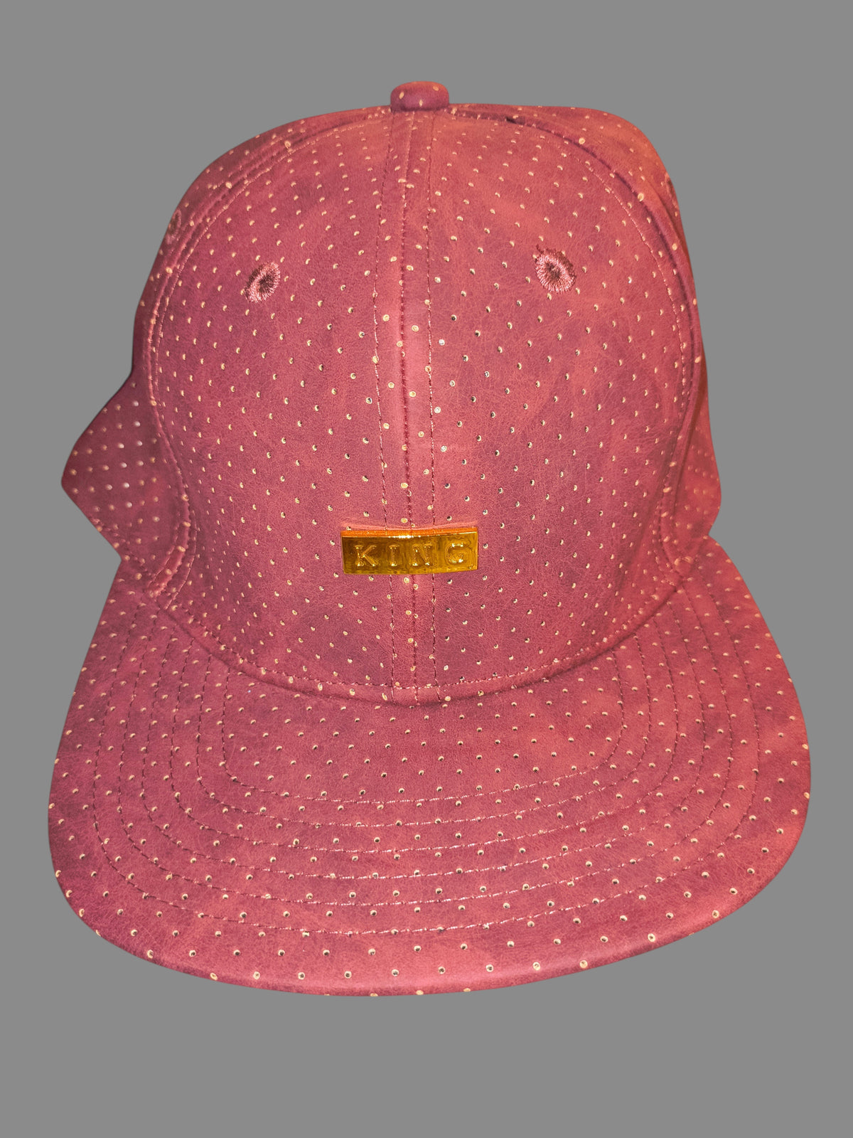 King Apparel Reign Supreme Perforated Snapback Hat - Maroon / Gold Plate (NWT)