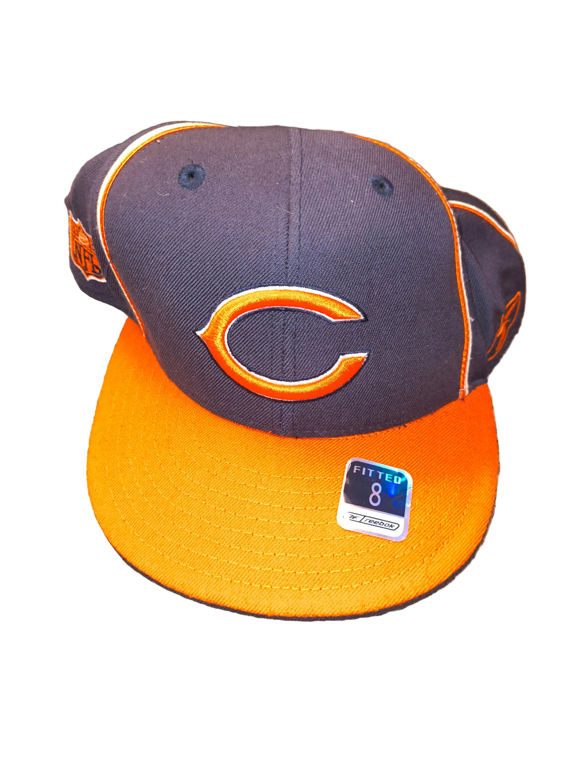 Reebok Chicago Bears NFL Fitted Hat – Size 8, Navy & Orange (NWT)