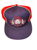 Awsum Thrift vintage Akademiks Stadium Games Winterwarz navy and red wool-blend fitted hat with embroidered crest