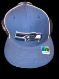 Awsum Thrift vintage Reebok NFL Equipment Seattle Seahawks navy blue fitted hat with embroidered logo and NWT sticker