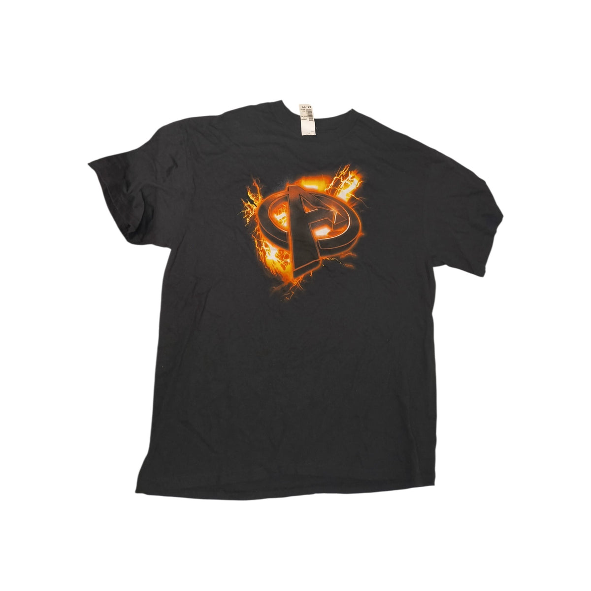 Y2K Marvel Avengers Flaming Electrified Team Logo Graphic Tee - Charcoal Grey / XL