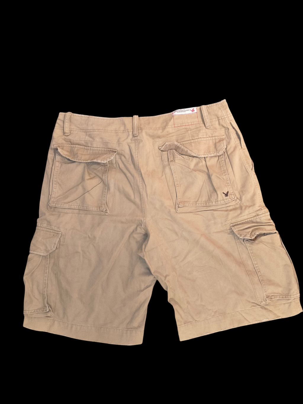 Awsum Thrift American Eagle Outfitters khaki cotton cargo shorts with back utility pockets and embroidered logo