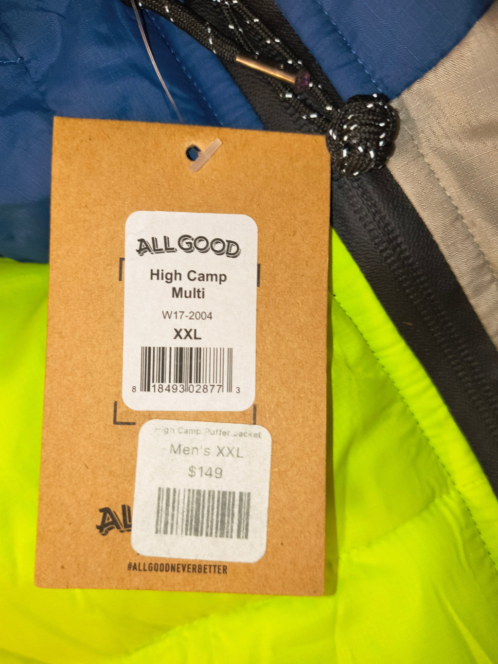 All Good High Camp Multi Colorblock Puffer Jacket - Men's XXL (NWT)
