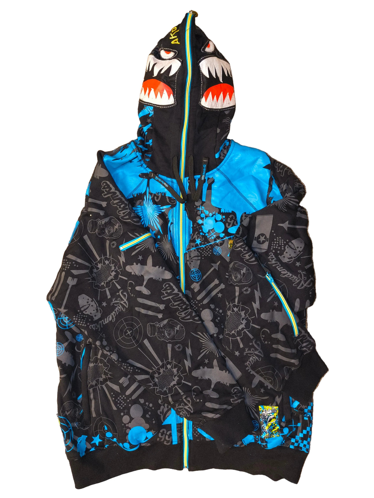 Vintage Y2K Akademiks Jeanius Warfare Shark Full-Zip Hoodie - Men's 3XL (EUC)