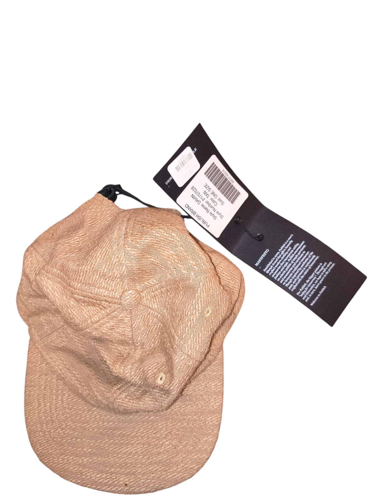 Publish Brand Davin Textured 5-Panel Strapback Hat - Tan / One Size (NWT)