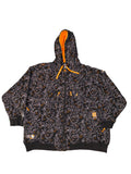 Awsum Thrift vintage Y2K Akademiks black and yellow pixelated fleece zip-up hoodie with tactical target patches