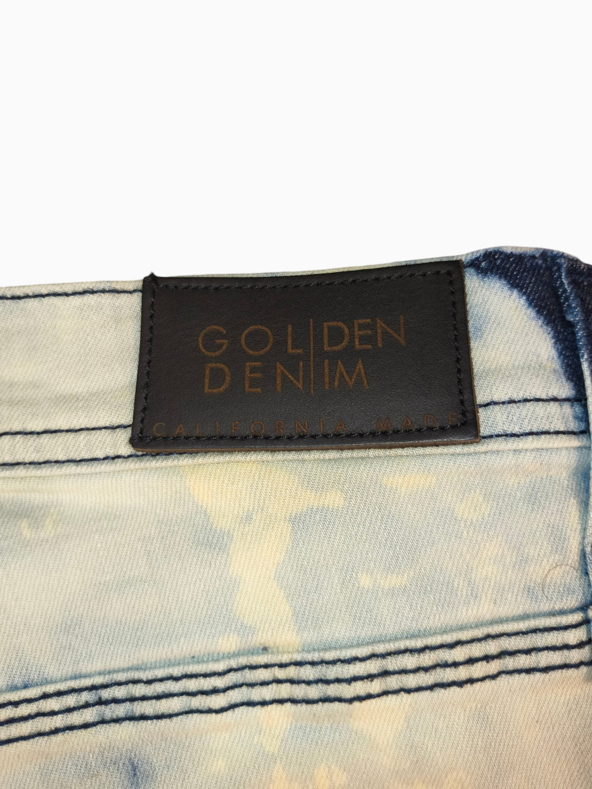 Golden Denim The Clark Slim Bleached Indigo Tie-Dye Jeans - Men's 38W (NWT/Flaw)