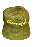 Awsum Thrift Diamond Supply Co. olive green rain camo snapback hat with yellow embroidered OG script logo