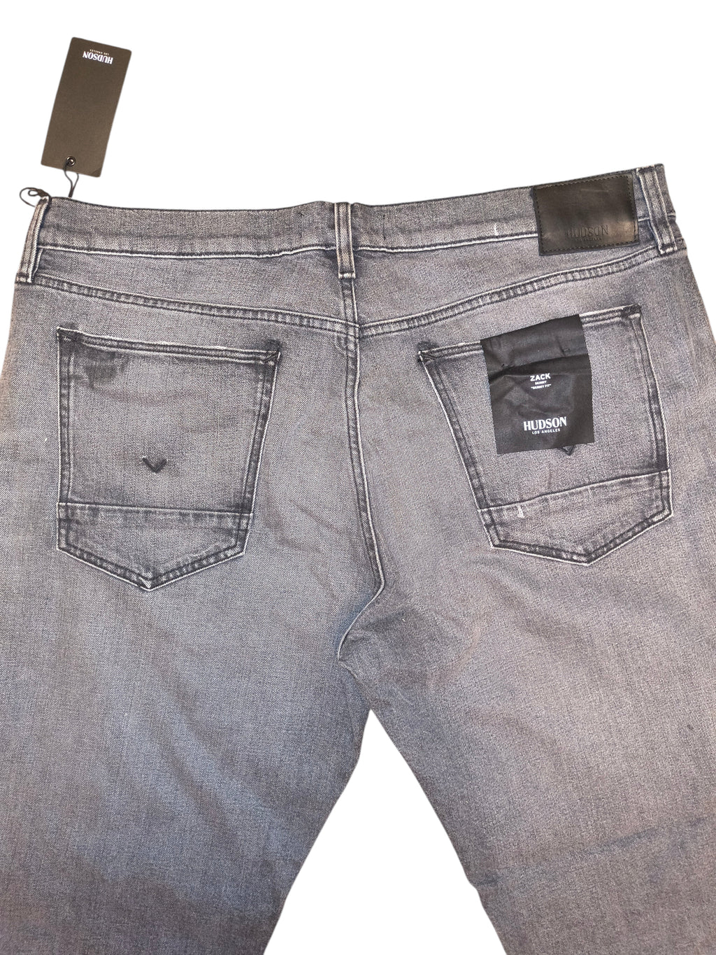 Awsum Thrift brand new Hudson Jeans in grey denim with back pockets and original store tags attached