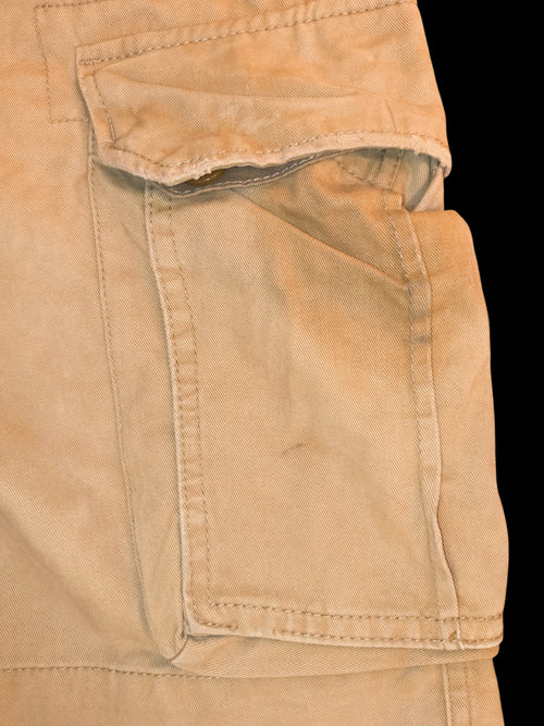 Awsum Thrift American Eagle Outfitters khaki cotton twill cargo shorts with button-flap side pocket detail