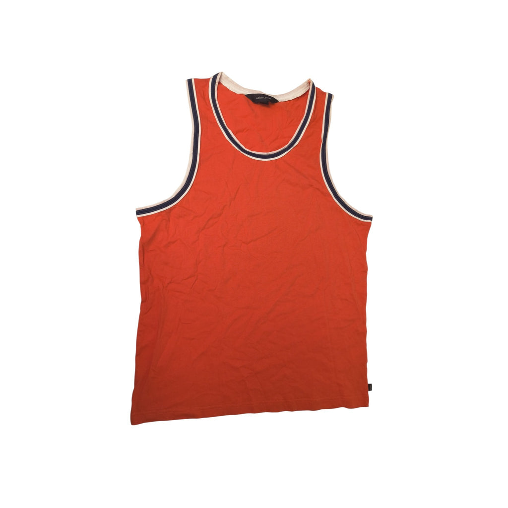 Adam Levine Collection Retro Contrast Trim Athletic Tank Top - Orange / Large