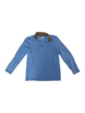 Awsum Thrift IZOD light blue heather 1/4 zip fleece pullover with olive green sherpa lined collar