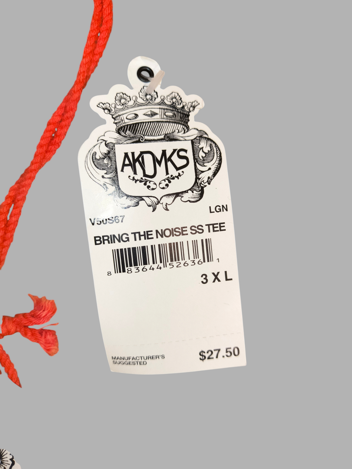 Awsum Thrift Akademiks Bring The Noise graphic tee size 3XL paper hang tag with brand logo and price