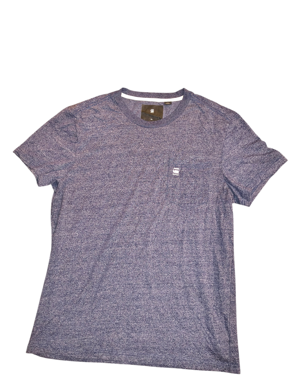 Awsum Thrift G-Star Raw navy blue heather cotton-poly crew neck t-shirt with chest pocket and logo badge