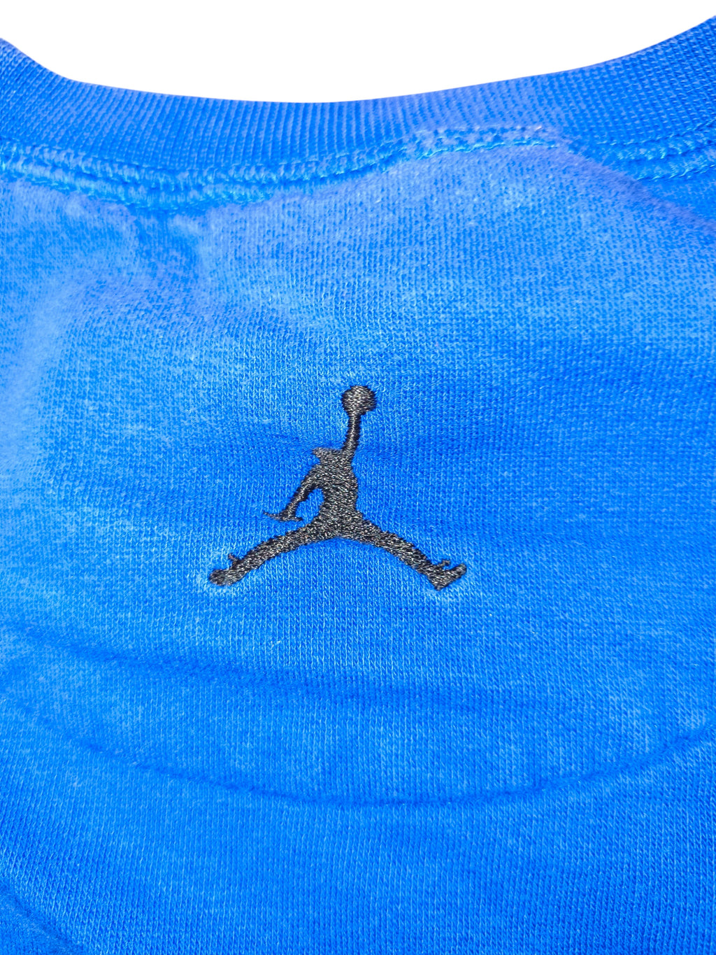 Awsum Thrift blue cotton Jordan shirt featuring a black embroidered Jumpman logo on the chest