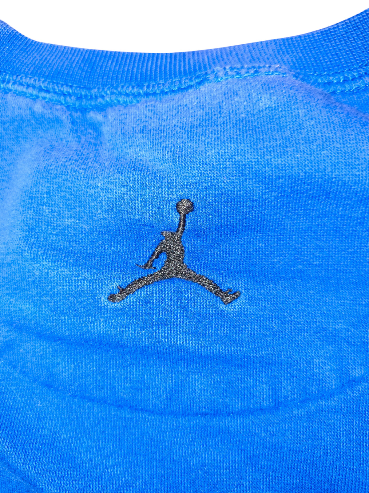 Awsum Thrift blue cotton Jordan shirt featuring a black embroidered Jumpman logo on the chest