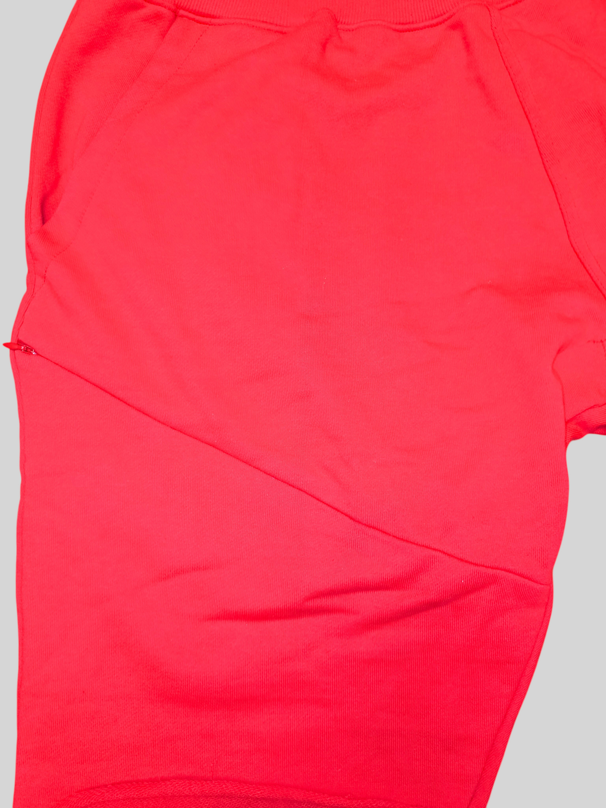 Awsum Thrift bright red Billionaire boys club cotton sweat shorts with side zipper pocket detail