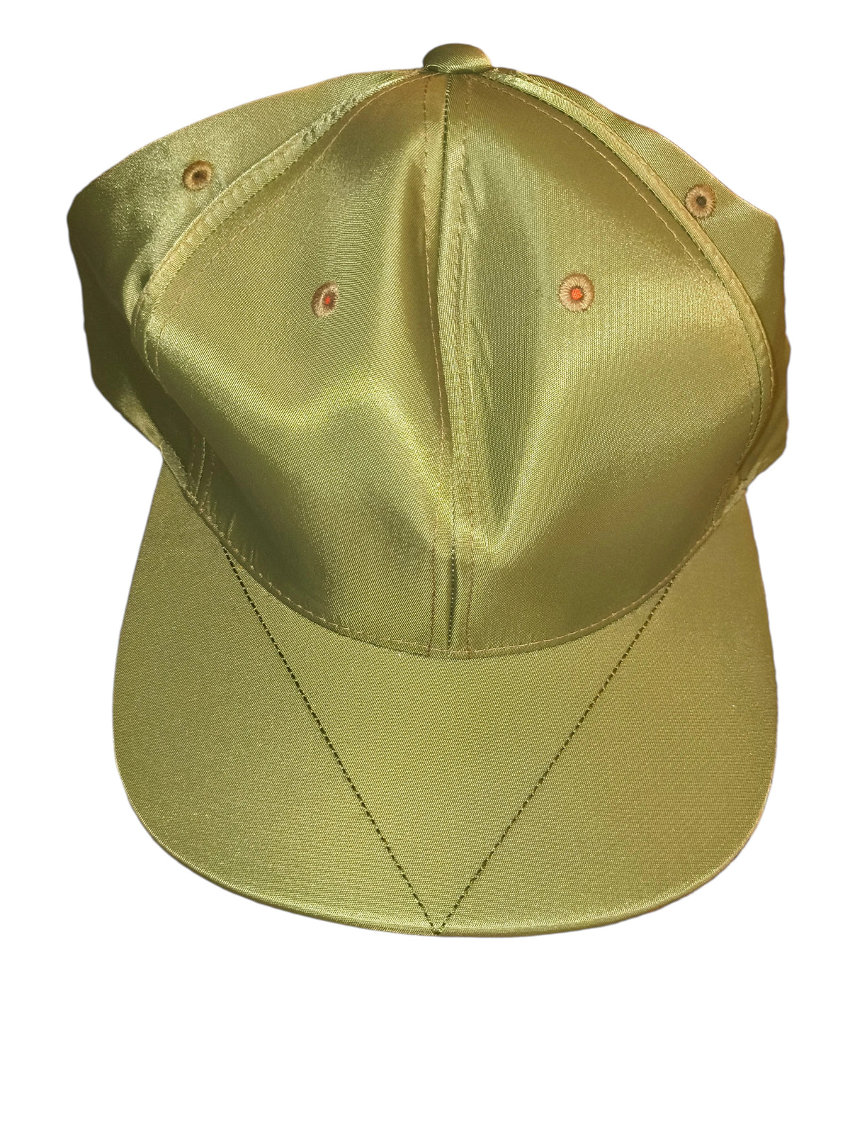 Awsum Thrift Black Scale olive green nylon flight satin snapback hat with a flat visor and satin sheen finish.