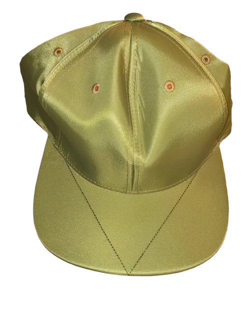 Awsum Thrift Black Scale olive green nylon flight satin snapback hat with a flat visor and satin sheen finish.