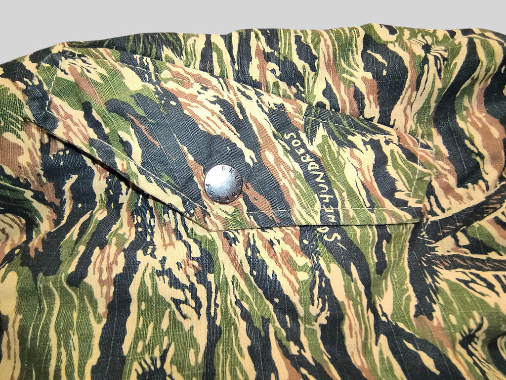 Awsum Thrift The Hundreds Tiger Palms camo jacket with branded silver snap pocket detail