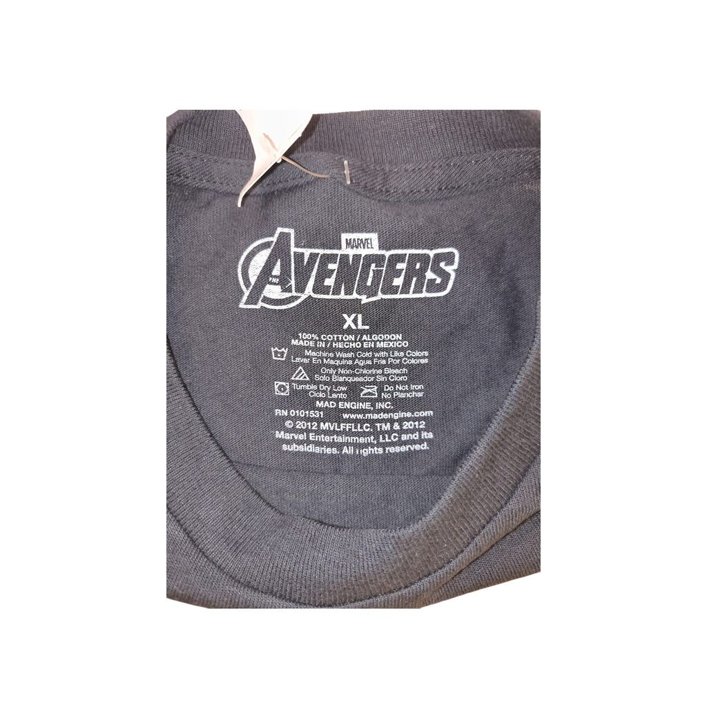 Y2K Marvel Avengers Flaming Electrified Team Logo Graphic Tee - Charcoal Grey / XL