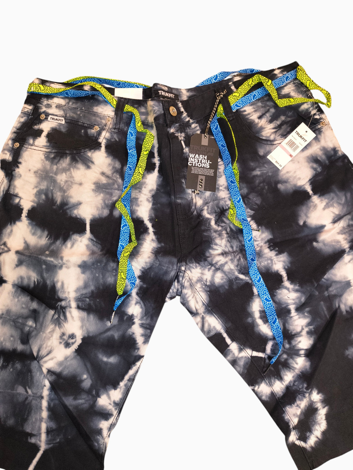 New 2012 Trukfit Lil Wayne Black White Tie-Dye Denim Shorts - Men's Size 40 (NWT)