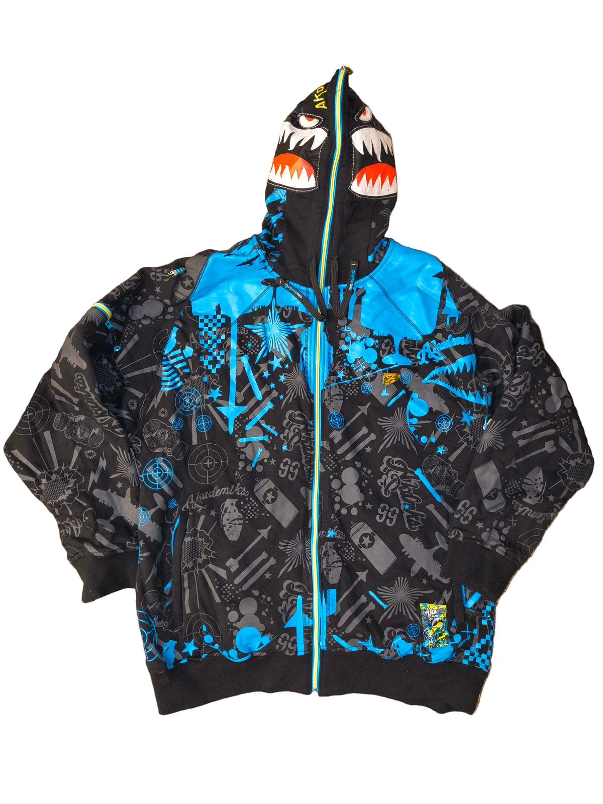 Vintage Y2K Akademiks Jeanius Warfare Shark Full-Zip Hoodie - Men's 3XL (EUC)